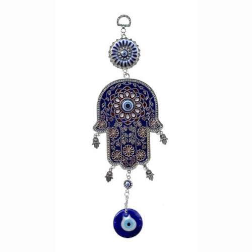 Metal Hanging Hamsa Hand with Evil Eye