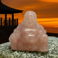 Rose Quartz Laughing Buddha Figurine